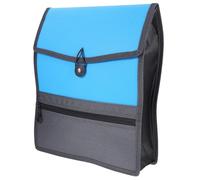 Hoement Waterproof Blue Canvas Document Bag A4 File Organizer with Zipper Large Capacity Contract Storage Pouch for Office and Business Use