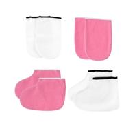Hoement Wax Therapy Hand and Foot Covers 2 Pairs Cotton and Polyester Gloves with Hydrating Foot Mask for Paraffin Bath and Skin Treatment