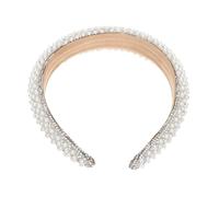 Hoement White Lightweight Non-deformation Cloth Headband for Women, Elegant Baroque Style Vintage Hair Hoop, for Christmas Party and Daily Use