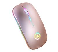 Hoement Wireless Rgb Mute Wireless Connection Mouse with Rechargeable Battery, Tri-mode 2.4ghz 3.0/5.0, Dpi Adjustable for Office and Home Use, Rose Gold