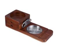 Hoement Wooden Cigar Ashtray with Whiskey Holder Solid Wood Large Capacity Tray with Drawer for Home Bar Office Outdoor Smooth Finish Spacious Design for Cigars and Drinks