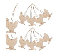 Hoement Wooden Cutouts and Shareable Fun Unfinished Chicken Shape 10pcs Wood Tags with Holes Creativity Booster for Crafts for Home Decor and Group Activities