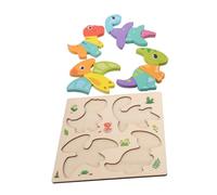Hoement Wooden Montessori Animal Jigsaw Puzzle Educational for Shape Sorting Game for Boys Enhances Fine Motor Skills Logical Thinking for Preschool Learning Dinosaur Design