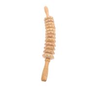 Hoement Wooden Muscle Massage Roller Stick with 12 Curved Wheels for Deep Tissue Therapy, Back, Neck, Waist and Thigh Muscle Relaxation, Natural Wood Body Massager for Unisex Relief