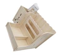 Hoement Wooden Rabbit Feeder with Plastic Water Bottle Holder for Chinchilla and Squirrel, Easy to Clean Hay Feeder for Small Animal Cages