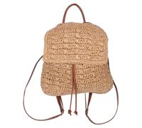 Hoement Woven Straw Backpack Purse Women’s Drawstring Beach Bag Casual Boho Summer Tote Light Brown Handwoven Straw Material for Vacation and Daily Use