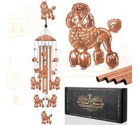 Hoemwarm Poodle Wind Chimes for Outside, Metal Windchimes with Soothing Melody and Bell Sympathy Wind Catcher Garden Decor Poodles Gift for Women Men Dog Lover