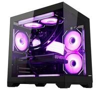 HOENGAGER Panorama Gaming PC Desktop - AMD Ryzen 5 5600GT 3.6GHz, RTX 4060 8GB, 32GB DDR4 RAM 3200, 1TB M.2 PCIE SSD, 240mm AIO, 11AC Wi-Fi, Windows 11 Pro 64-bit Desktop Computer, Black