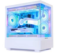 HOENGAGER Superview Gaming PC Desktop AMD Ryzen 7 5700X 3.4GHz 8-Core, RTX 4060 8G, 32GB DDR4 RAM 3200, 1TB M.2 PCIE SSD, 650W PSU, 360mm AIO, 11AC Wi-Fi, Windows 11 Pro, Computer
