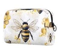 Hoeny Bees Hives Cosmetic Bag for Women, Travel Toiletries Bags Large Makeup Handy Pouch Organiser Bag with Zipper