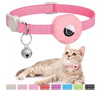 Hoeraonr AirTag Cat Collar, GPS Cat Collar with Apple AirTag Holder, Reflective, Breakaway Safety Buckle, 7.87 - 13 Inch, Pink