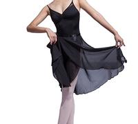 HOEREV Adult Sheer Wrap Skirt Ballet Skirt Ballet Dance Dancewear, Black, L