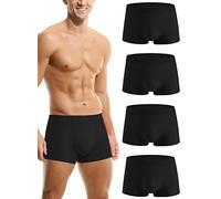 HOEREV Men's Bamboo Fibre Boxer Shorts Trunks Underwear, Pack of 4, 4 Black, S