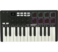 HOEREV MIDI Keyboard Controller With 8 Backlit Drum Pads, Wireless Semi Weighted Professional dynamic Keybed 8 Knobs 25 Keys USB With Lithium Battery,Black