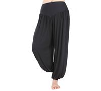 Hoerev Super Soft Modal Spandex Harem Yoga Pilates Pants,Black,XXXL