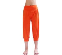 Hoerev Super Soft Modal Spandex Harem Yoga Pilates Pants Cropped Pants,Orange,XXL