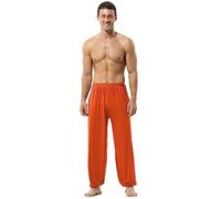 Hoerev Super Soft Modal Spandex Harem Yoga Pilates Trousers,Orange,L