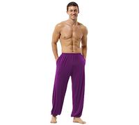 Hoerev Super Soft Modal Spandex Harem Yoga Pilates Trousers,Purplered,S