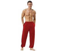 Hoerev Super Soft Modal Spandex Harem Yoga Pilates Trousers,Red,S