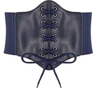 Hoerev Women Girls Elastic Wide Band Elastic Tied Waspie Corset Waist Belt,Navy,XXL