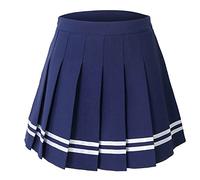 Hoerev Women Girls Short High Waist Pleated Skater Tennis School Skirt
