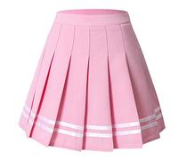 Hoerev Women Girls Short High Waist Pleated Skater Tennis School Skirt
