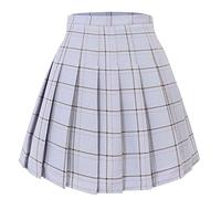 Hoerev Women Girls Short High Waist Pleated Skater Tennis School Skirt,XL, Silverstripe - 12