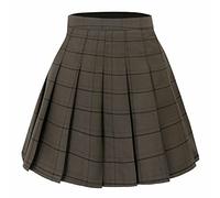 Hoerev Women Girls Short High Waist Pleated Skater Tennis School Skirt,XXL, Greenstripe - 14