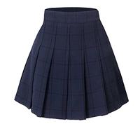 Hoerev Women Girls Short High Waist Pleated Skater Tennis School Skirt,XXL, Navystripe - 14