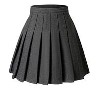 Hoerev Women Girls Versatile Plaid Pleated Skirt with Shorts for Cold Weather,UK Size 14 Darkgrey