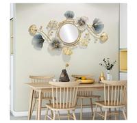Hoernflk Metal Decorative Wall Mirrors for Living Room,Large Metal Wall Mirrors Ginkgo Leaf Wall Decor Mirror for Entrance Bedroom Living Room,118 * 68cm