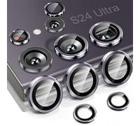 HOERRYE Camera Lens Protector for Samsung Galaxy S24 Ultra 5G[Keep Original Shooting]Shatterproof, Ultra-HD 9H Tempered Glass Camera Screen Protector Metal Ring Cover Film Accessories Titanium Violet