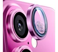 Hoerrye for iPhone 16 Plus/iPhone 16 Camera Lens for iPhone [1:1 Keep Original Lens Design ＆ 10X shatterproof] TOP 9H+ Tempered Glass Camera Screen Cover Accessories Pink