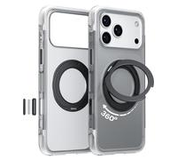 Hoerrye for iPhone 17 Pro Max Case with Stand,Real Airbags Shock-Absorbing Cushion Shockproof Phone Cover, Built-in 360° Rotatable Magnetic Ring Holder, Camera Control Compatible Black