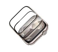 Hoerrye Screen Protector for Apple Watch 9/8/7 41mm Tempered Glass Case,Titanium Alloy Frame+9H Tempered Glass,[Keep Original] [Touch Sensitive] Protective Glass for iwatch 41mm 2 Pack Starlightl