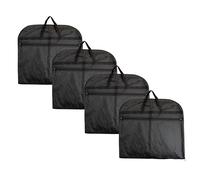 Hoesh 44" & 54" Black Waterproof and Breathable Suit Carriers Dress Garment Bag For Travel Clothes Covers With Webbing Handles Pack of 4 (24"x44")