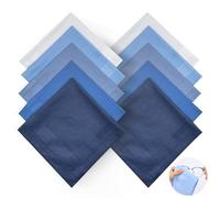 hoeslaw 15.7" Cotton Navy Blue Pocket Squares for Men, Machine Wash Soft Gentlemen Handkerchiefs Hankie for Formal Daily Use, White, S