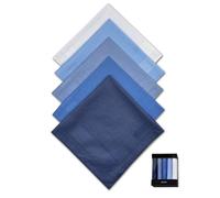 hoeslaw 5 Pcs Cotton Navy Blue Pocket Squares for Men, 15" Classic Soft Gentlemen Handkerchiefs, Machine Wash Premium Hankies for Special Event Formal Occasion Father Boyfriend (Presentation Box),