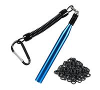 hoeslaw Wacky Rig Tool with 300 O-Rings Kit, Fishing Worm Rigging Tools for Senko Finesse Worms, Easy Installation Portable Fishing Equipment with Keychain Lanyard for Bass Fishing Bait Casting (Blue)