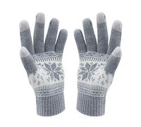 HÖTER Winter Touch Screen Gloves Snow Flower Printing Keep Warm for Women and Men, A1-women Grey, 20 cm
