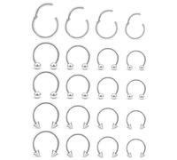 Hoeudjo 16G Stainless Steel Hinged Clicker Segment Septum Rings Horseshoe Earring Nose Lip Ring Hoop Tragus Daith Helix Sleeper Earrings Body Piercing Jewelry 6mm 8mm 10mm 12mm Inner Diameters 1*