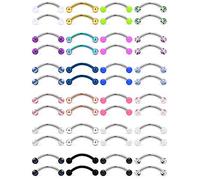 Hoeudjo 48PCS 16G Surgical Steel Snake Eyes Tongue Ring Curved Barbell Nipplerings Nipple Rings Eyebrow Rings Rook Piercing Jewelry Daith Earrings for Women Men, Metal, stainless-steel