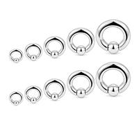 Hoeudjo Large Septum Rings 14G 12G 8G 6G 4G PA Ring Spring Action Captive Bead Rings Ear Gauges Stretching Expander Kit Stainless Steel Stretched Septum Jewelry Kit for Women Men, Metal,