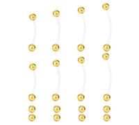 Hoeudjo Pregnancy Belly Rings Maternity Belly Button Rings Plastic Long Bar Navel Ring for Maternity Sport Pregnant Women Different Length 18/32/35/38mm Ball Size 5mm Gold-tone