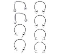 Hoeudjo Snake Bite Jewelry 16g Lip Rings Stainless Steel Snake Bite Piercing Jewelry Labret Jewelry Horseshoe Septum Rings for Women Men, Metal, stainless steel