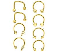 Hoeudjo Snake Bite Jewelry 16g Lip Rings Stainless Steel Snake Bite Piercing Jewelry Labret Jewelry Horseshoe Septum Rings for Women Men, Metal, stainless steel