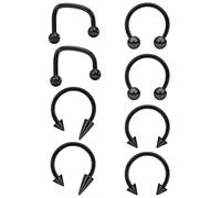 Hoeudjo Snake Bite Jewelry 16g Lip Rings Stainless Steel Snake Bite Piercing Jewelry Labret Jewelry Horseshoe Septum Rings for Women Men, Metal, stainless steel