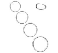 Hoeudjo Surgical Steel Hinged Nose Rings Hoop for Women Men 20G Nostril Septum Jewelry Helix Daith Tragus Rook Conch Cartilage Ear Lobe Piercings Earrings 4pcs 7mm/8mm/9mm/10mm Silvertone