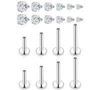 Hoeudjo Tragus Piercing Jewelry Stainless Steel Medusa Piercing Jewelry 16g Lip Piercings for Women Monroe Lip Rings Different Size Conch Cartilage Helix Earring Stud Bar Length 6/8/10/12mm, Metal