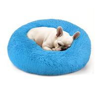 Hoewina Dog & Cat Bed, 20in Cat Beds for Indoor Cats, Calming Donut Bed for Puppy and Kitten, Washable Round Fluffy Pet Bed for Small Medium Dogs and Cats (Light Blue)